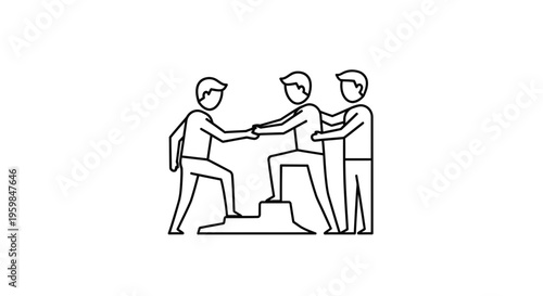 People helping each other up stairs.