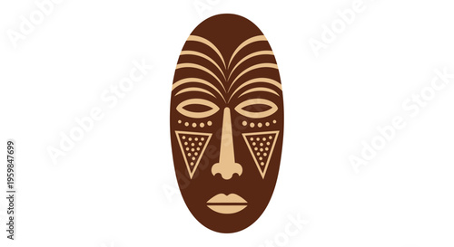 Traditional African tribal wooden face mask.