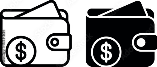 Comparison of wallet designs with contrasting colors and monetary symbols