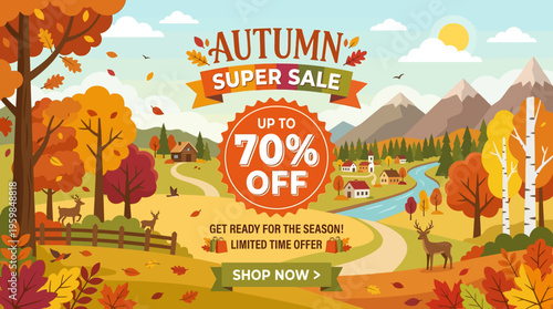 Autumn Super Sale Banner with Discount Offer