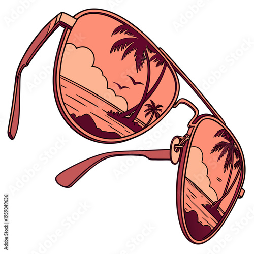 Sunglasses with Tropical Reflection eyewear pink and orange