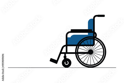 Flat Illustration of a Wheelchair, disability accessibility concept with copy space