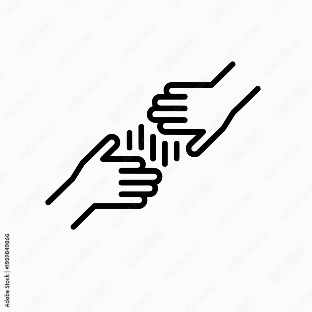 Fototapeta premium open hand support vector icon, clean minimal line art with editable strokes, isolated scalable symbol ideal for assistance, teamwork, healthcare, and digital interface projects.