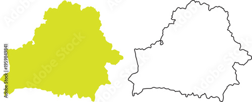 Yellow and white outline of country map shapes