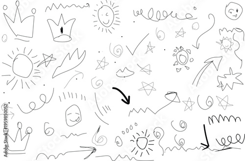 A blurry black and white image of various sketches and handwritten notes