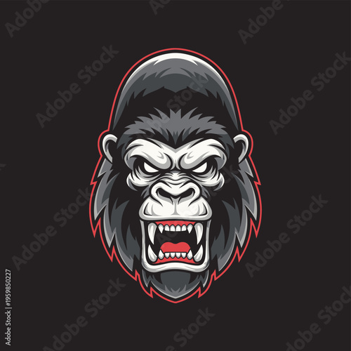Fierce Gorilla Head Mascot Illustration.