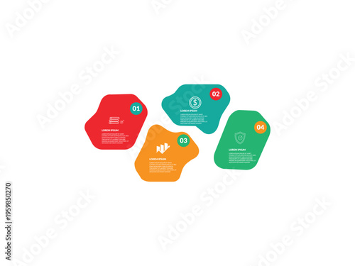 Colorful infographic template with four steps for business or education use vector graphic vector illustration