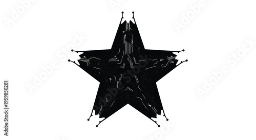 Five pointed black star shape appears distorted with dripping or liquid effects around its edges.