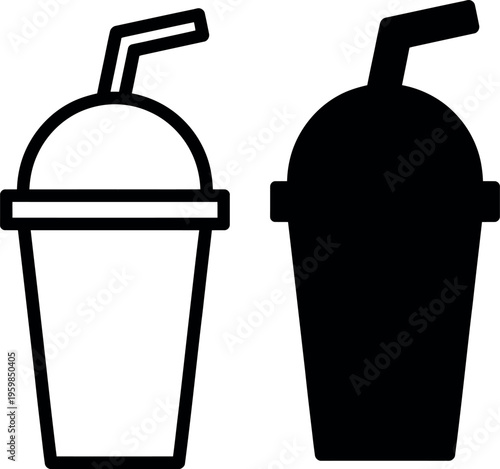 Two different styles of drink cups with straws shown side by side