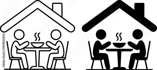 Comparison of eating at home versus dining out in a restaurant