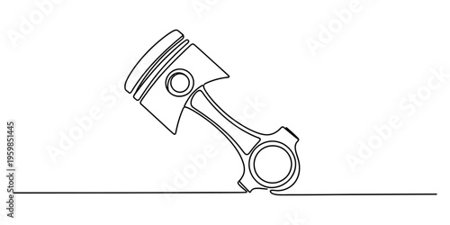 A continuous single line drawing of an engine piston isolated on a plain white background design Vector, illustration