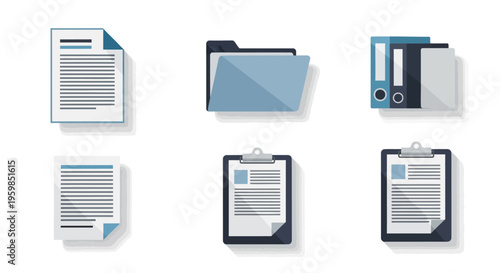 Documents on clipboards and folders.