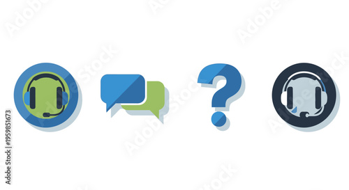 Chat and question mark symbols.