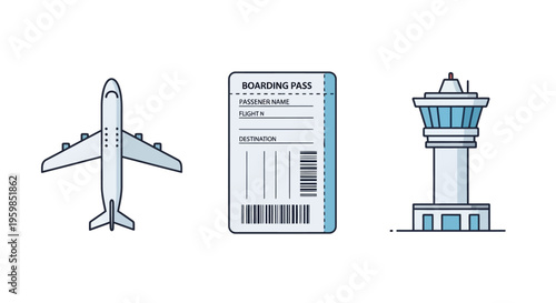 Airplane boarding pass airport travel.