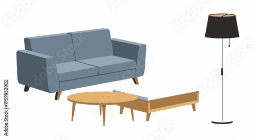 Modern furniture set with sofa table.