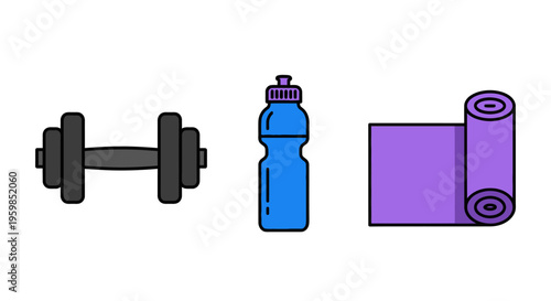 Fitness equipment for exercise routine.