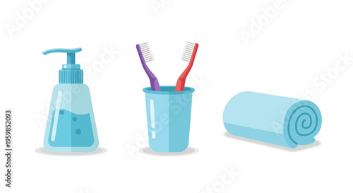 Toothbrushes in a blue holder.