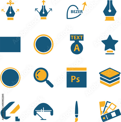 Photos Graphic Design Tool Icons Set for Vector Illustration and Photo Editing Software