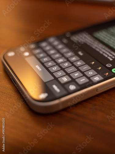 Man hands chatting and typing on smartphone macro closeup. Unrecognizable human typing text message tapping touchscreen keyboard using whatsapp application a social media