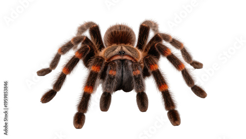 Foto Hairy Mexican red knee tarantula spider, exotic pet creature known for vibrant m