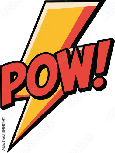 Comic style pow text explosion, lightning bolt pop art effect vector illustration for speech bubble superhero design retro comic elements