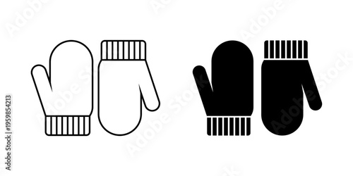 Mittens icon set. Vector Illustration of winter mittens on a white background