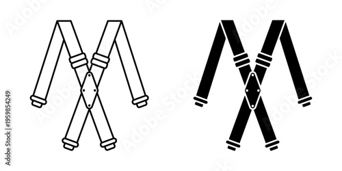 suspender icon set. Minimalist illustration of two harnesses, Vector illustration on a white background.