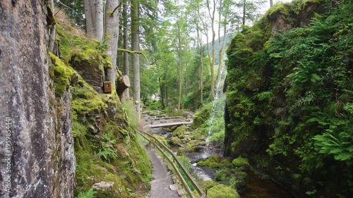 Beautiful natural Waterfall in Menzenschwander cascade in Black Forest Germany Schwarzwald