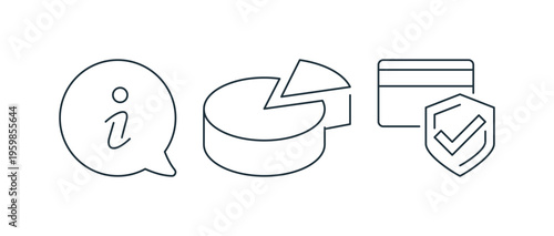 Business and marketing icon set, global communication, target strategy, analytics, promotion, e commerce, finance, security and customer interaction linear outline symbols flat vector illustration.