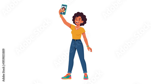 Young Woman Taking a Selfie with Her Smartphone.