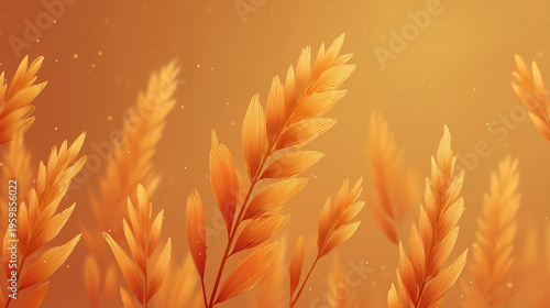 Golden wheat ears glowing in warm light on soft background for baisakhi festival celebration banners, harvest theme and seasonal greeting design