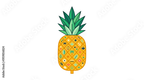 Vibrant Watercolor Pineapple Illustration with Detailed Texture.