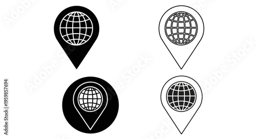 Globe Location Pin Icons vector icon