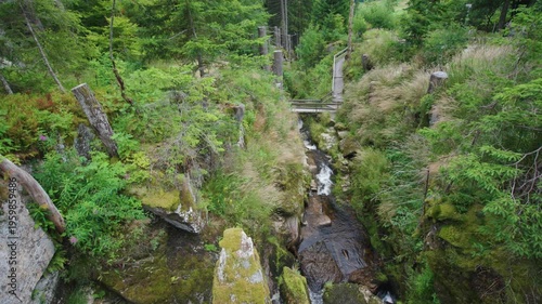 Looking down into Menzenschwander cascade in Black Forest Germany Schwarzwald