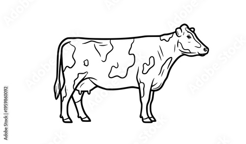 Black outline dairy cow vector graphic side profile livestock animal for dairy farming design