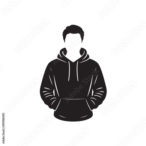 Minimalist halftone silhouettes of two identical people facing each other in a white background Vector