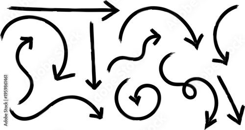 Hand drawn arrows and swirling lines in a chaotic yet organized composition