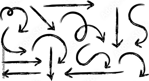 Hand drawn arrows collection various directions and styles