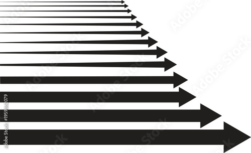 Rows of black arrows pointing to the right in diminishing perspective