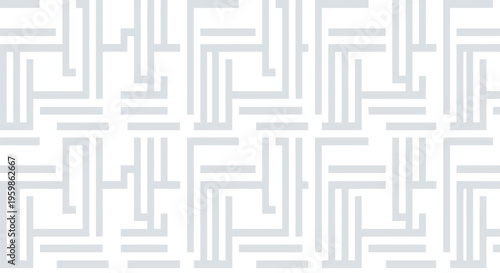 A dynamic and intricate light grey labyrinth pattern on a white background, forming a maze-like structure that captivates with its geometric complexity