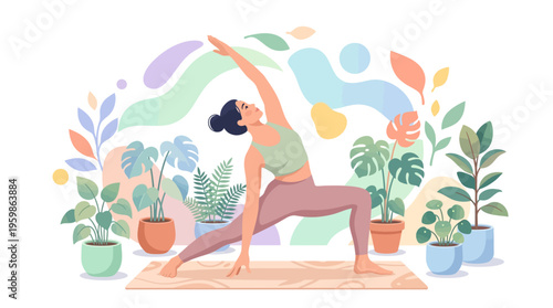 Woman practicing yoga in a serene indoor setting.