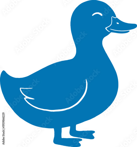 blue duck standing alone