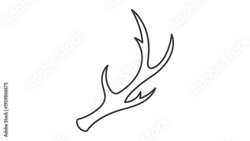 Minimalist Antler Illustration with Textured Outline