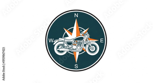 Motorcycle Compass Emblem - Vintage Design for Travel and Adventure.
