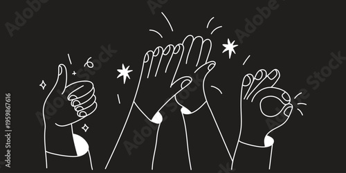 Vector hand drawn gesture, doodle sketchy illustration, sign, hand showing approve, agreement and high review concept