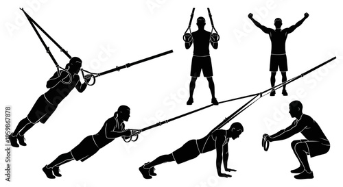 Fitness Silhouette: Suspension Trainer Workout Exercises