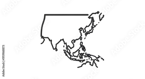 Outline of Asia - A Geographical Representation of the Continent.