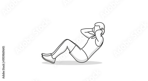 Canvas Print Person doing sit-ups, abdominal exercise illustration, fitness routine