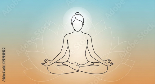 Person in Lotus Position Meditating with Glowing Aura.