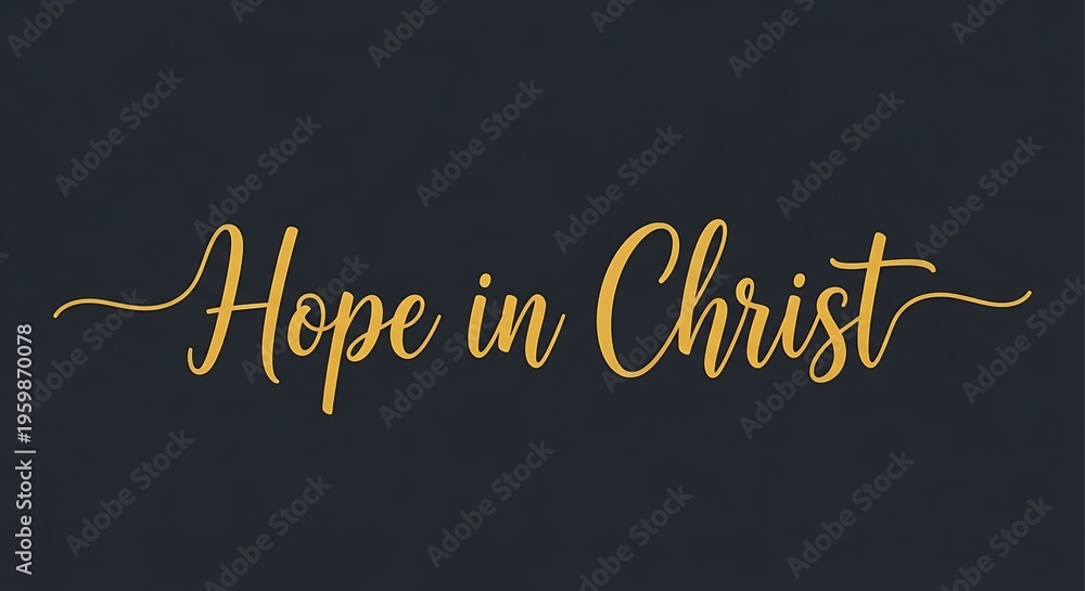Obraz premium Elegant golden script text 'Hope in Christ' on a dark background, conveying a message of faith and spiritual encouragement.